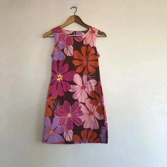 Vintage Floral Sheath Dress a la Lilly Pulitzer Sleeveless Festive Retro - Picture 7 of 13